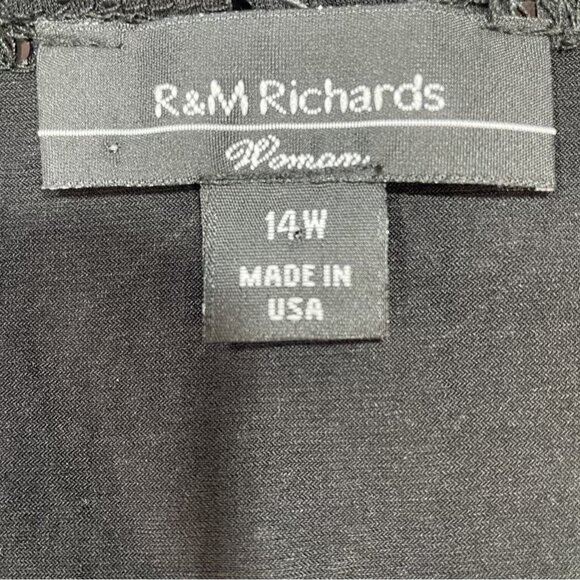 RM Richards Black Chiffon Tunic 14W Beaded Detail Formal Gala Holiday Evening - Picture 2 of 12